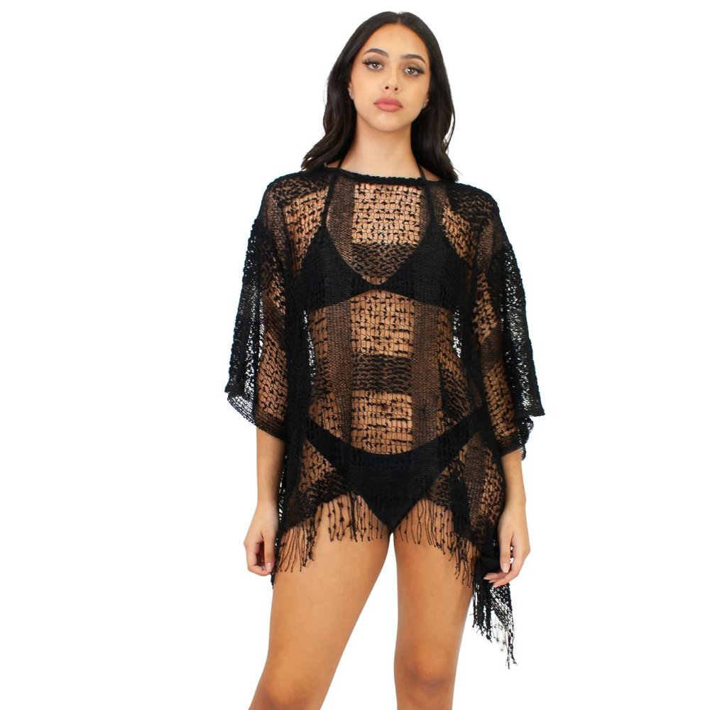 Lazy Daisy Beth gingham pattern net coverup